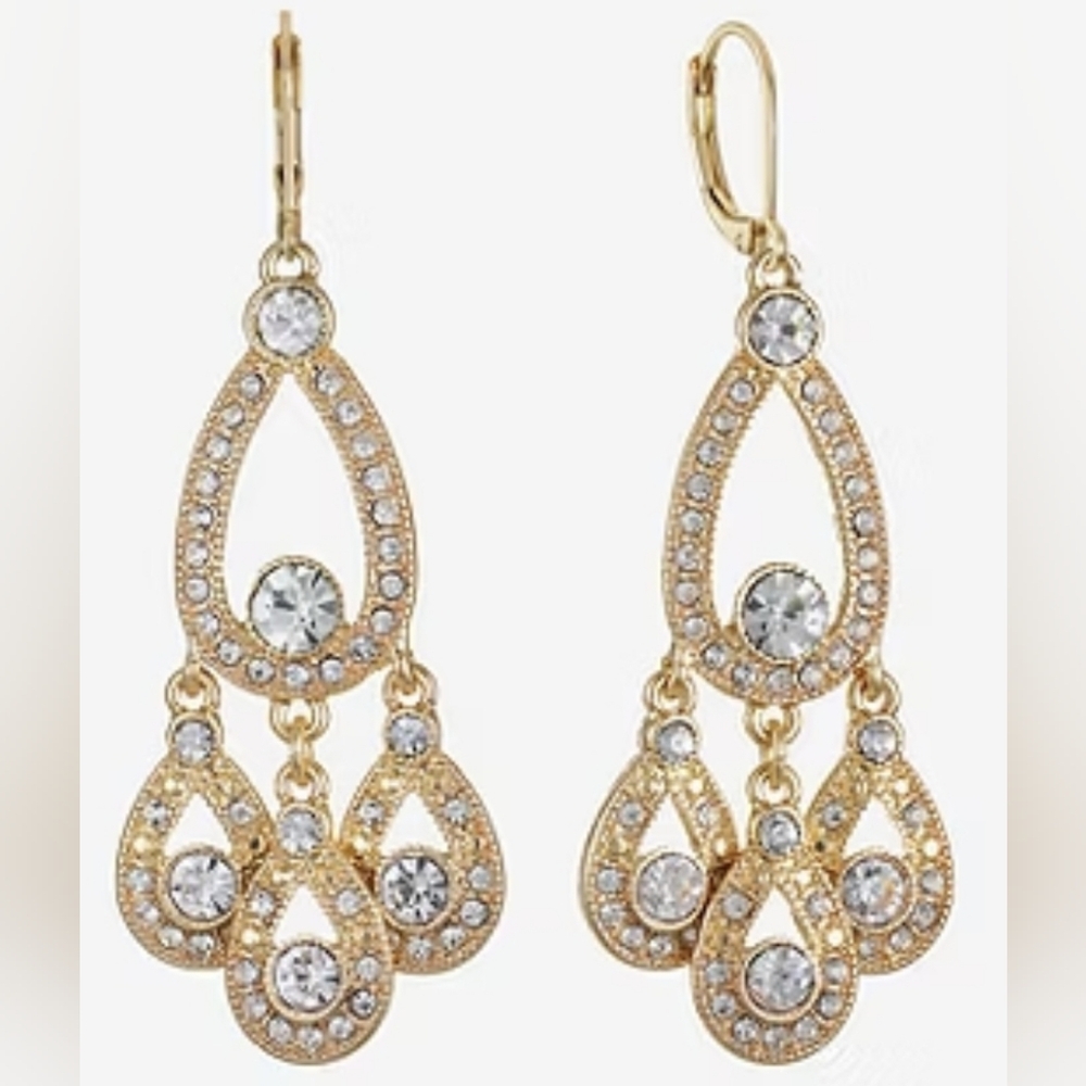 Monet Gold Tone Chandelier Earrings